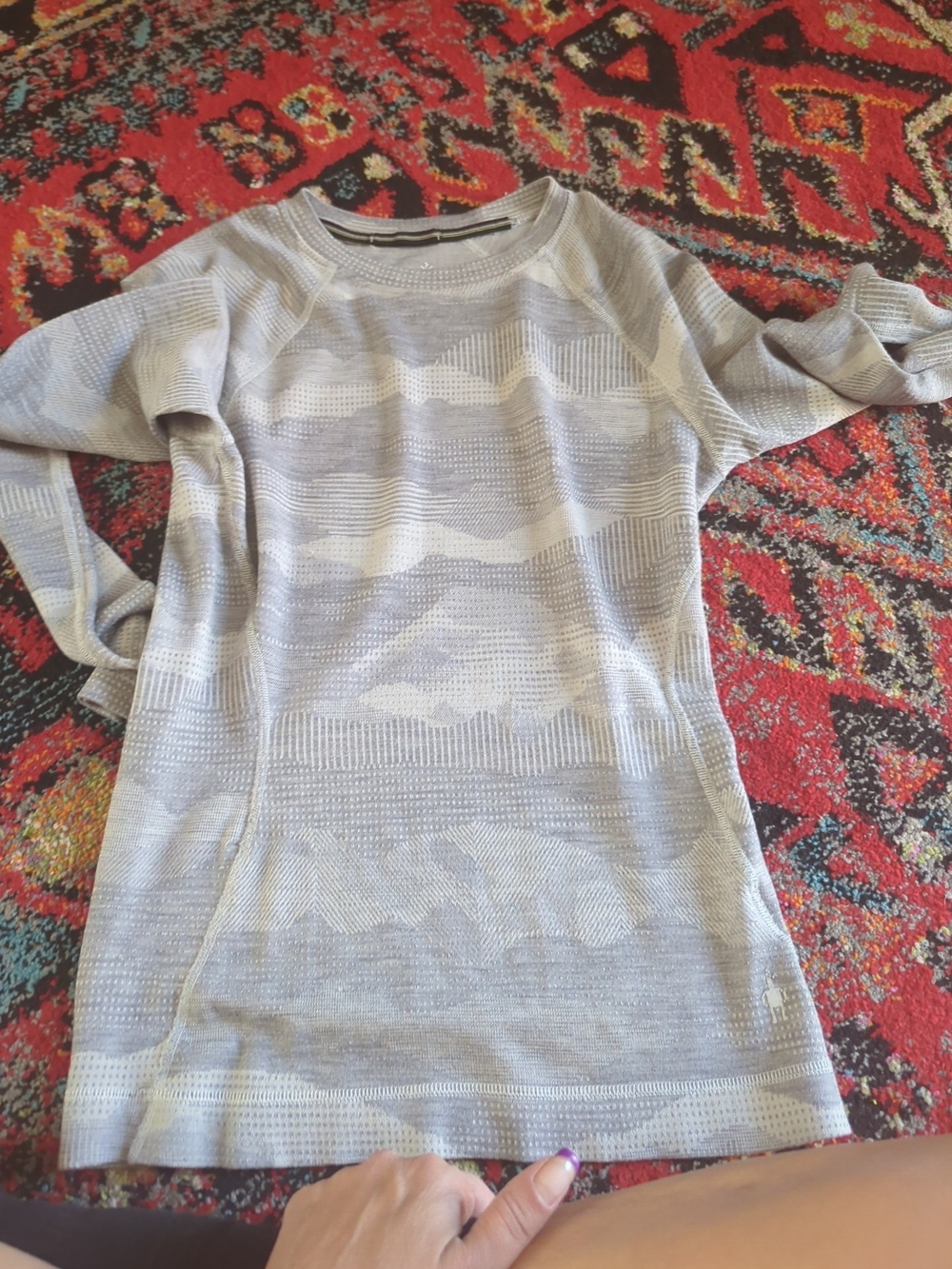 Smartwool Women's Light Gray Patterned Seamless Long Sleeve Top - Picture 4 of 4